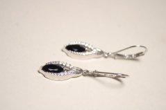 Náušnice-visiace-čierny kameň-číre zirkóny-patent-striebro