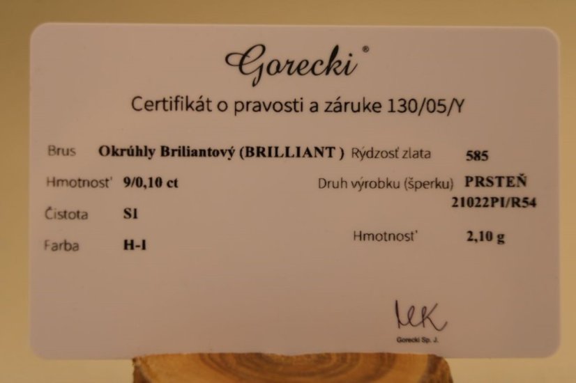 Prsteň- Brilianty- 0,10ct- SI- H-1- biele zlato- 14 karátov