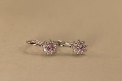 Náušnice-kvietky- farebné zirkóny- patent- biele zlato-14K