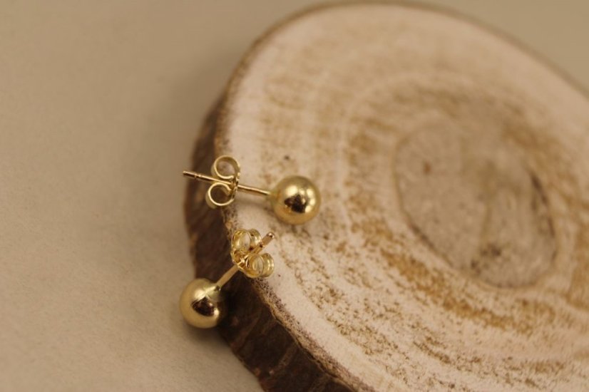 Náušnice- guličky- puzetky- žlté zlato- 14K