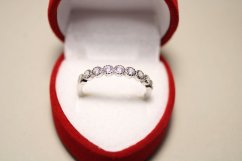 Prsteň-číre zirkóny-rhódium-striebro