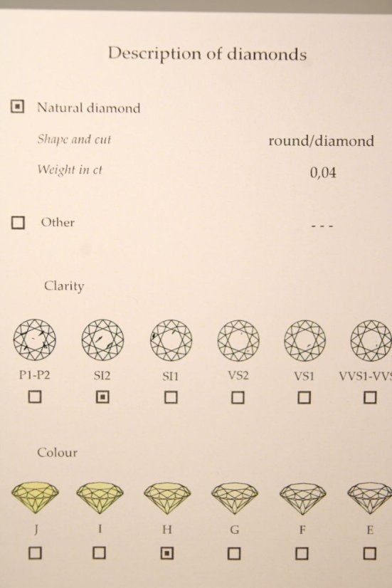 Prsteň- diamanty- 0,04 ct- H/Si2- žlté zlato- 14 karátov