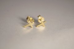 Zlaté náušnice v tvare krížika, puzetky, žlté zlato, 0,66 g, 14K 585/1000