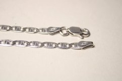 Rhodiovaná strieborná retiazka vo vzore Valentino s gravírom, 45,5cm, 5,43g, 925/1000