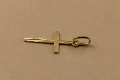 Prívesok- gravírovaný kríž- žlté zlato- 14 karátov