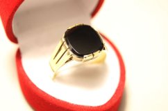 Prsteň-žlté zlato-ÓNYX-14 karátov