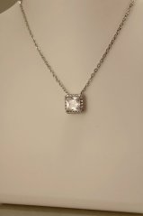 Retiazka - číre zirkóny - rhodium - striebro