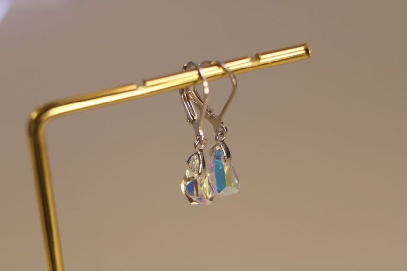 Strieborné náušnice swarovski crystals dúhovej farby, striebro, klasické zapínanie, 2,05g, 925/1000