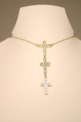 Celebritka- TRI KRÍŽE- číre zirkóny- žlté zlato- 14 karátov