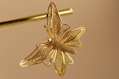 Zlatá brošňa motýľ, žlté zlato 3,55g 14k 585/1000