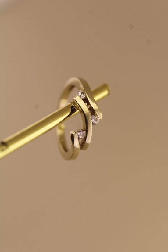 Zlatý prsteň - Vlny - Číre zirkóny - Žlté zlato - 14k