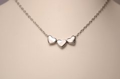 Strieborný náhrdelník TRI SRDIEČKA, rhodium, 43-48 cm, 2,14 g, 925/1000