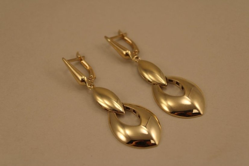 Náušnice-visiace-lesklé-francúzsky patent-žlté zlato-14 karátov