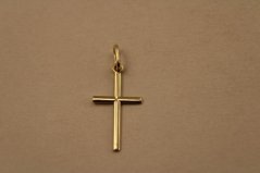 Prívesok- krížik- hladký- žlté zlato- 14 karátov