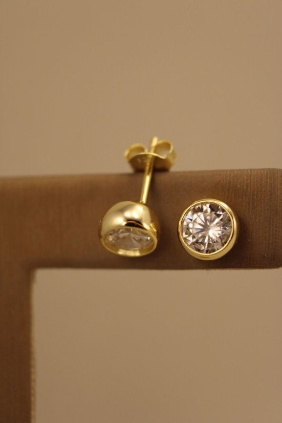 Náušnice- číry zirkón- puzetky- pozlátené striebro