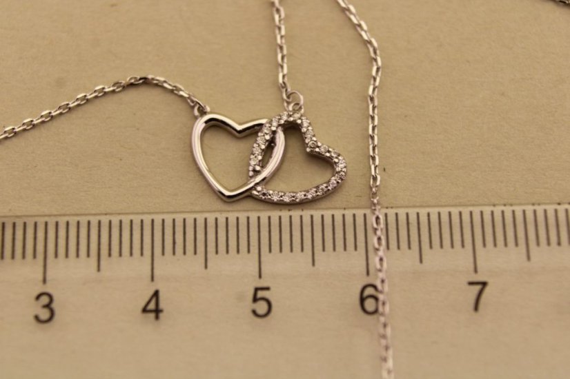 Zlatá celebritka - Dve srdcia - Zirkón - Biele zlato - 14k