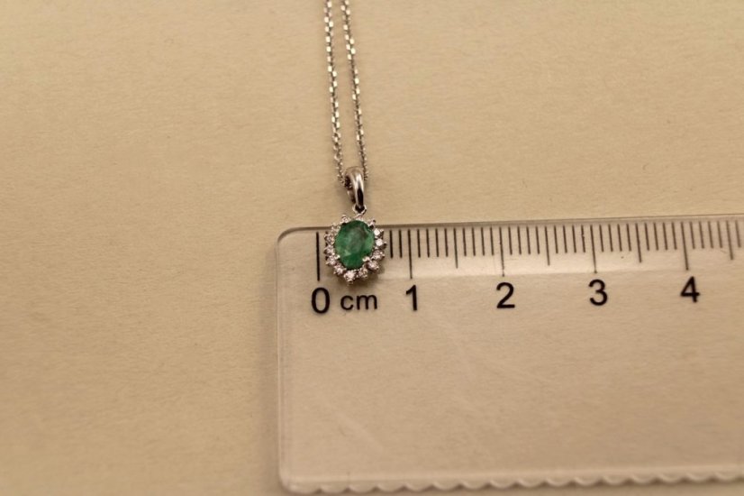 Celebritka - Smaragd - diamanty 0,120 ct - SI/H -biele zlato - 14 karátov