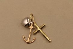 Prívesok -srdce- kotva- kríž- kombinované zlato-14 karátov