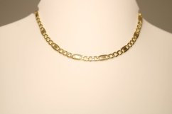 Retiazka- Figaro-hladké platničky- žlté zlato-14 karátov