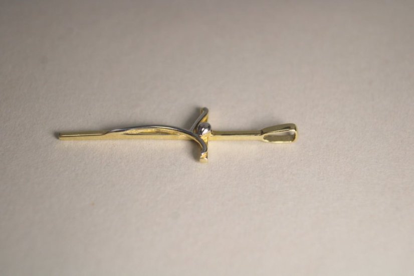 Zlatý prívesok - kríž s telom Ježiša, viacfarebné zlato, 1,02 g, 14K 585/1000