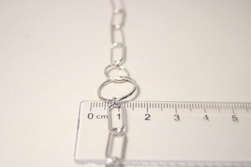 Strieborný náramok v modernom štýle, rhodium, 17-20 cm, 4,17 g, 925/1000