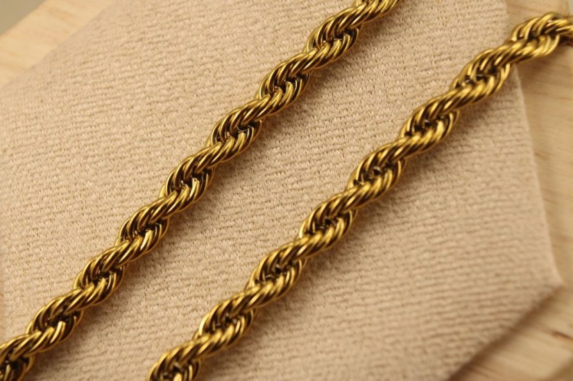 Retiazka- vzor Valis- vysoký lesk- pozlátená chirurgická oceľ