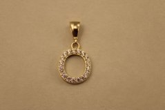 Prívesok- písmeno O- číre zirkóny- žlté zlato- 14K