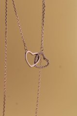 Zlatá celebritka - Dve srdcia - Zirkón - Biele zlato - 14k