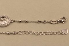 Ružencový náramok-obojstranný medailón-číre zirkóny-rhodium-striebro