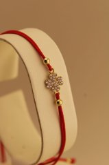 Šnúrkový náramok - Zirkónový štvorlístok - Žlté zlato - 14k