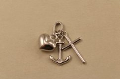 Prívesok- srdce- kotva- kríž- rhódiované striebro