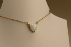 Retiazka- Anker- opálové srdiečko- pozlátené striebro