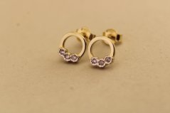 Náušnice- kolieska s briliantmi-puzetky- viacfarebné zlato- 14 karátov
