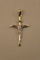 Prívesok- Ježiš na kríži- viacfarebné zlato- 14 karátov