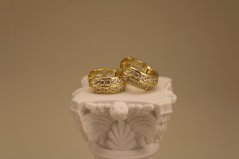 Náušnice - kruhy - číre zirkóny - pozlátené striebro