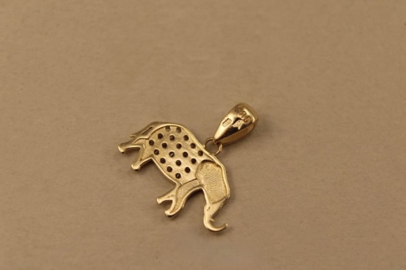 Prívesok- sloník- číre zirkóny- viacfarebné zlato- 14 karátov