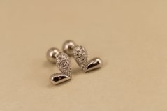 Náušnice- srdiečka- číre zirkóny- šrúbky- rhódiované striebro