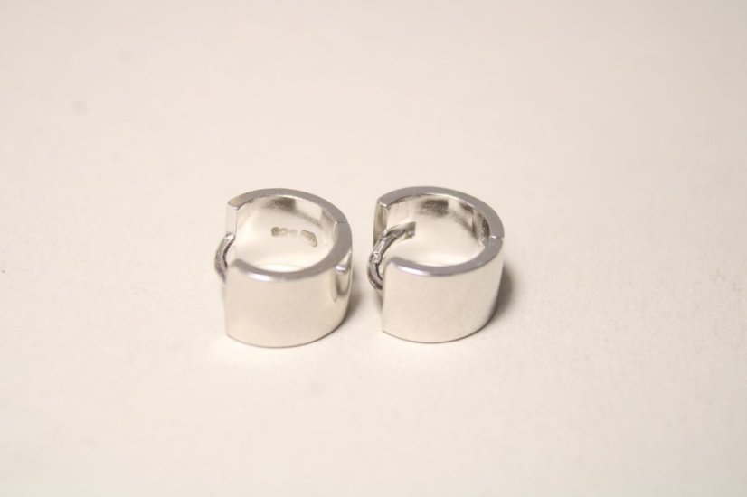 Strieborné náušnice hladké kruhy, rhodium, zacvakávacie zapínanie, 5,08 g, 925/1000