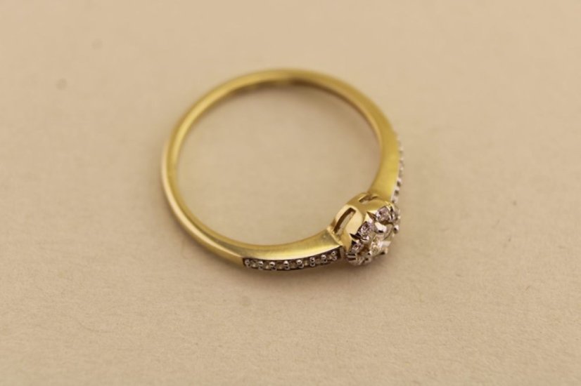 Zlatý prsteň - Briliantový veniec - 14k- Žlté zlato