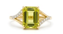 Prsteň-žlté zlato-drahokam (Citronový kremeň)-číre ziróny-14 karátov