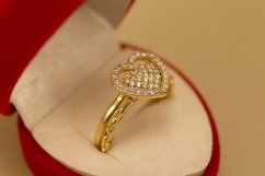 Zlaté prstene-žlté zlato-vzor srdcia-číre zirkóny-14k