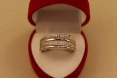 Prsteň- číre zirkóny-rhódiované striebro- 925/1000