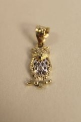 Prívesok- Sova- jemný vzor- viacfarebné zlato- 14 karátov