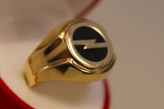 Prsteň - logo OPEL- žlté zlato-14 karátov