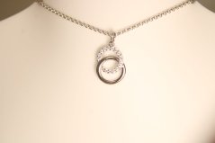 Strieborná celebritka prepojené kruhy s kamienkami, rhodium, 42-45 cm, 3,65 g, 925/1000