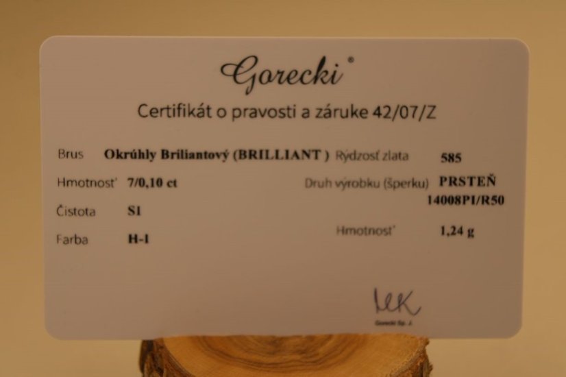 Prsteň- Brilianty - 0,10ct- H-1- biele zlato- 14 karátov