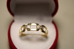 Prsteň-retiazkový vzor-žlté zlato- číre zirkóny-14 karátov