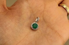 Prívesok - Achát - číre zirkóny - rhodium - striebro