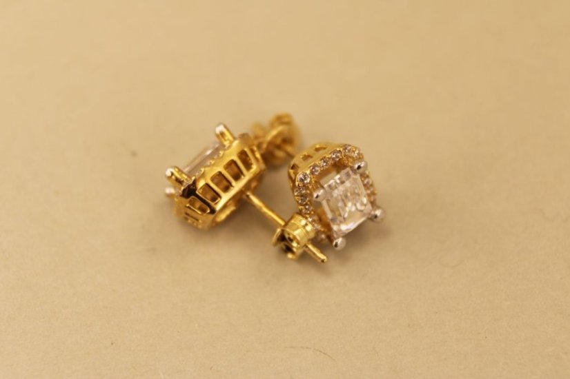 Zlaté náušnice, číry zirkón, 2,50g 14k 585/1000