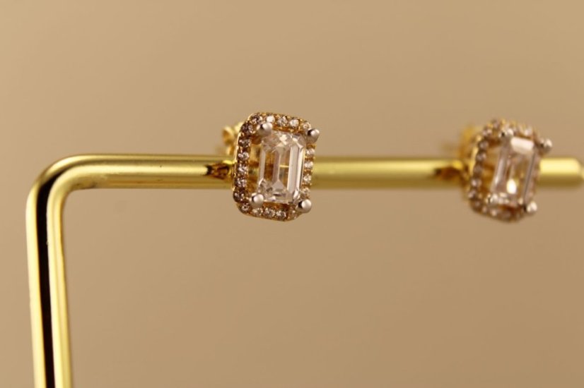 Zlaté náušnice, číry zirkón, 2,50g 14k 585/1000